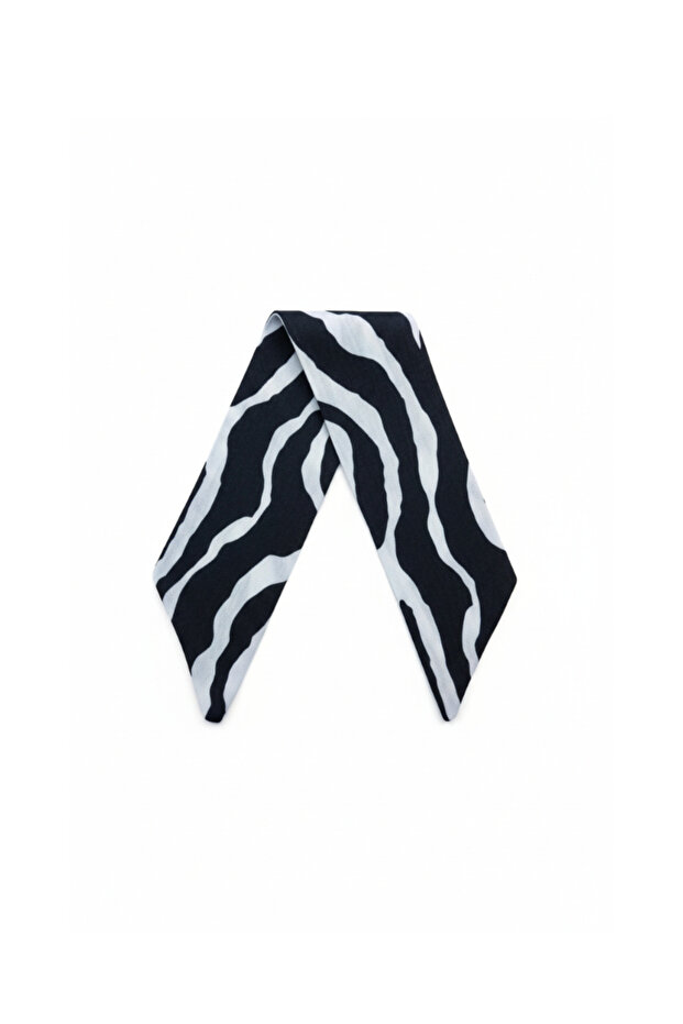 Zebra Patterned Viscose Short Scarf - 65X6 cm