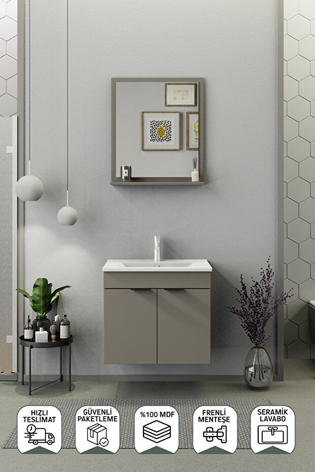 Arya 65 Cm Latte Banyo Dolabı - 1