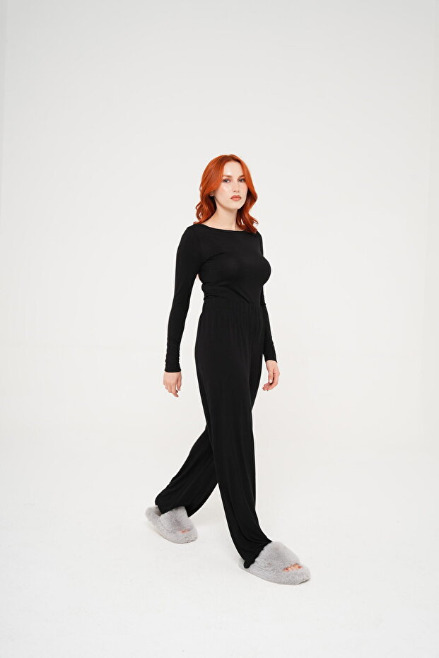 Black Modal Long Sleeve T-Shirt