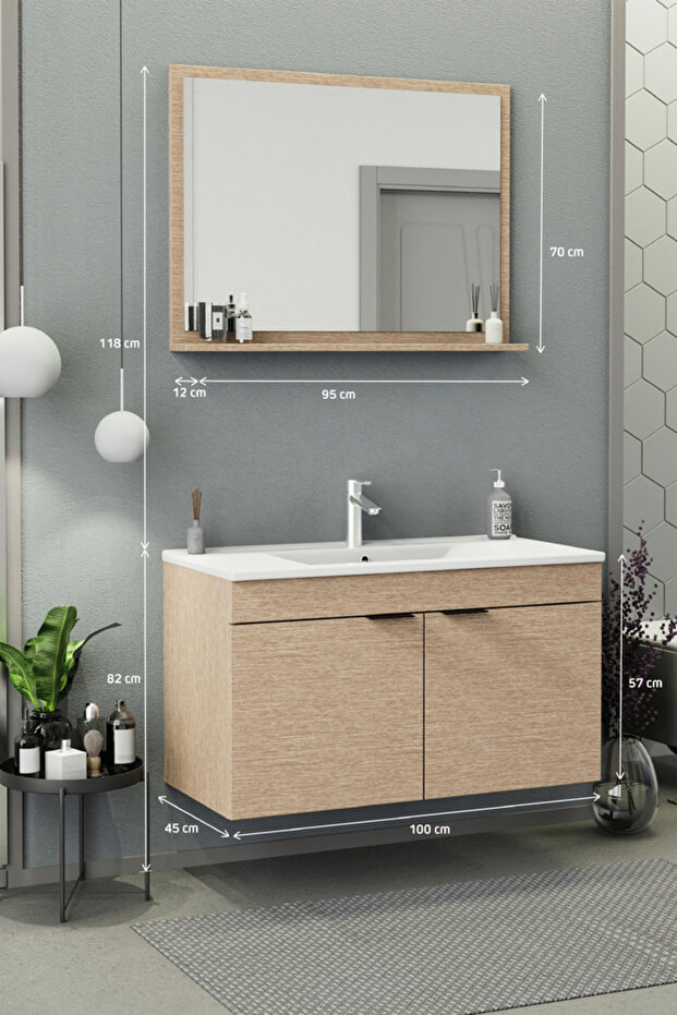 Fix Arya 100 cm Banyo Dolabı Renk Aybe Bej - 4