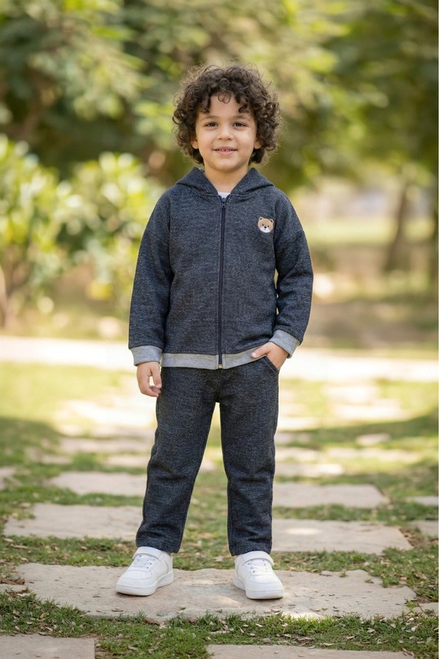 Boy's Denim Look 3 Thread Hamster Embroidered Top and Bottom Set (3-4 Years 8-9 Years)