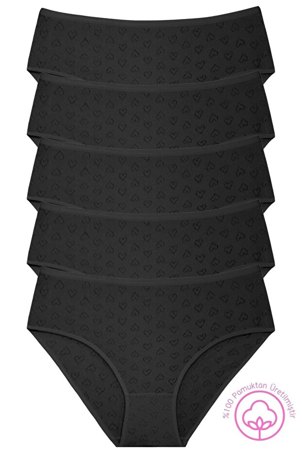 1506 Heart Patterned 100% Cotton 5-Piece Women's Bato Briefs package V16