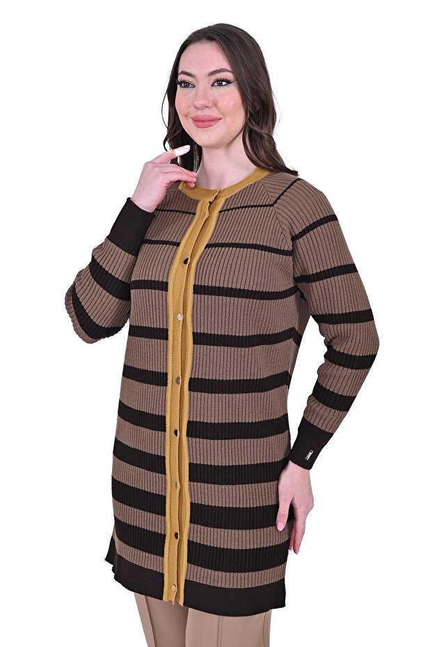 Fish Wool Knitwear Cardigan Brown