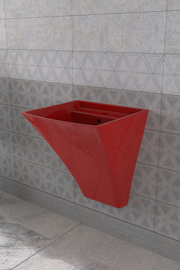 Loop 50 Cm Asma Monoblok Lavabo Kırmızı - 1