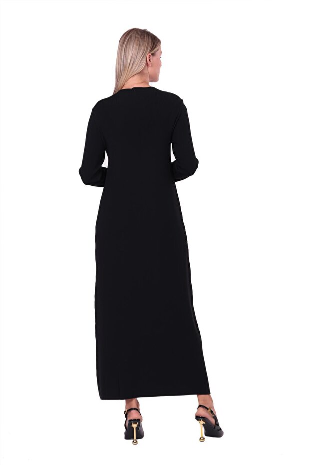 Dolu Triko Elbise SİYAH - 3