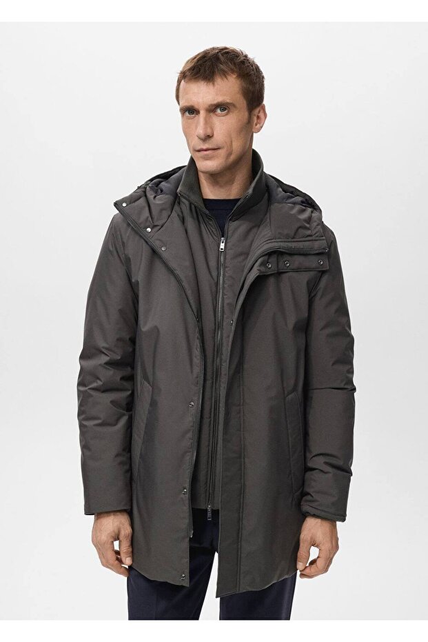 Çıkarılabilir su itici kapitone parka - 1