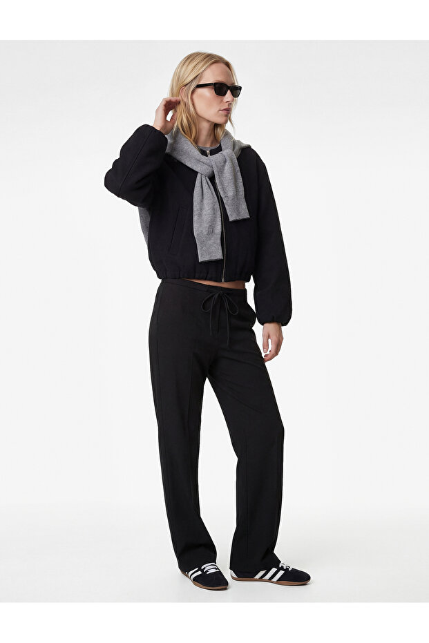 Buy Lace-Up Straight Wide Leg Pants