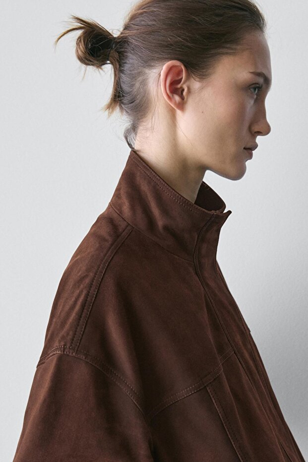 Süet deri bomber ceket - 4