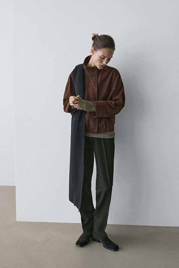 Süet deri bomber ceket - 2