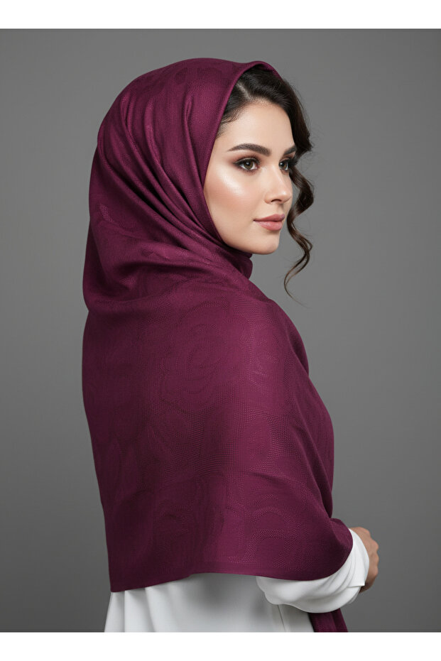 شال قطني شبكي منقوش باللون الوردي مقاس 75x190