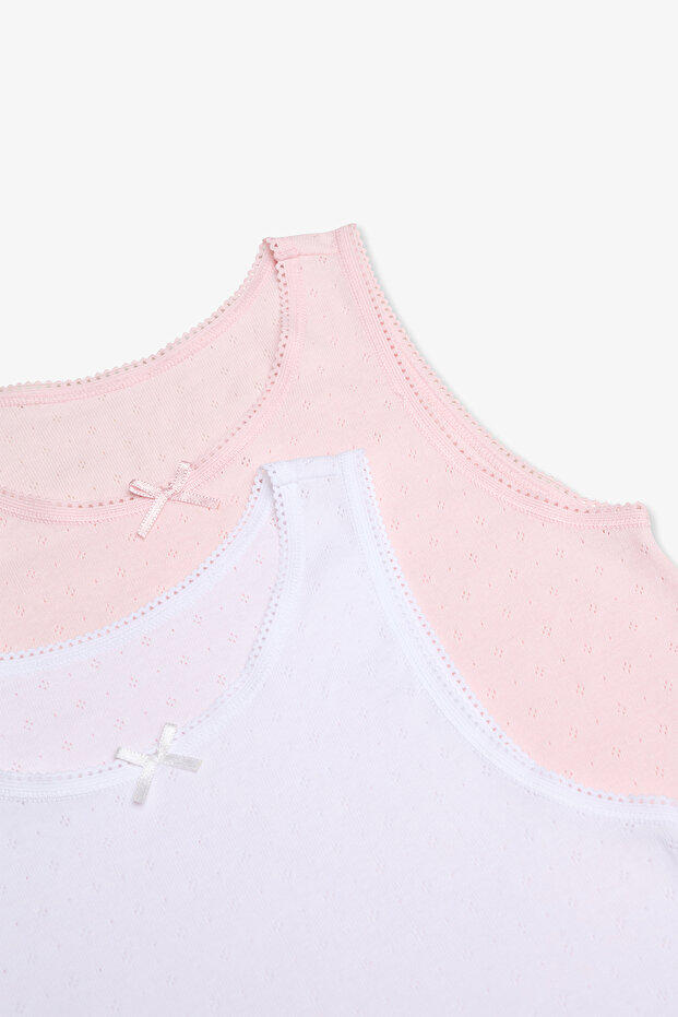 Kız Çocuk Basic Pamuklu 2 li Atlet - 4