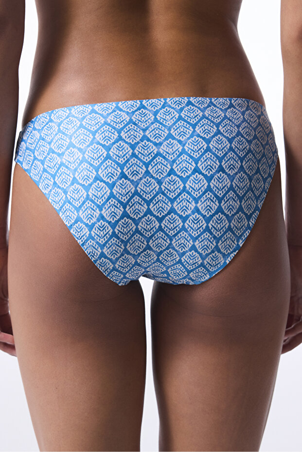 Blue Argyle Patterned Bikini Bottom - 2