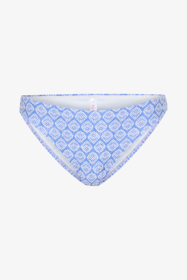 Blue Argyle Patterned Bikini Bottom - 4