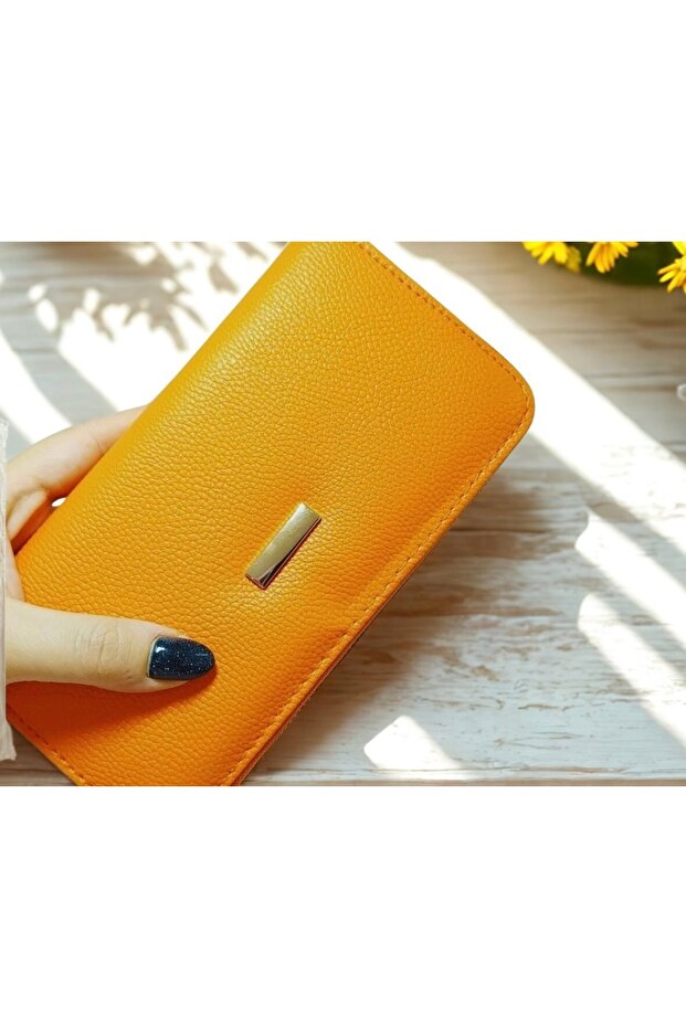 New Year's Gift Orange Zippered Letter Wallet with Card Compartment