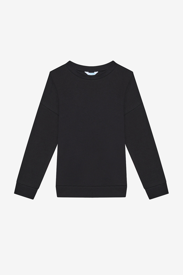 Unisex Basic Siyah Sweatshirt - 1