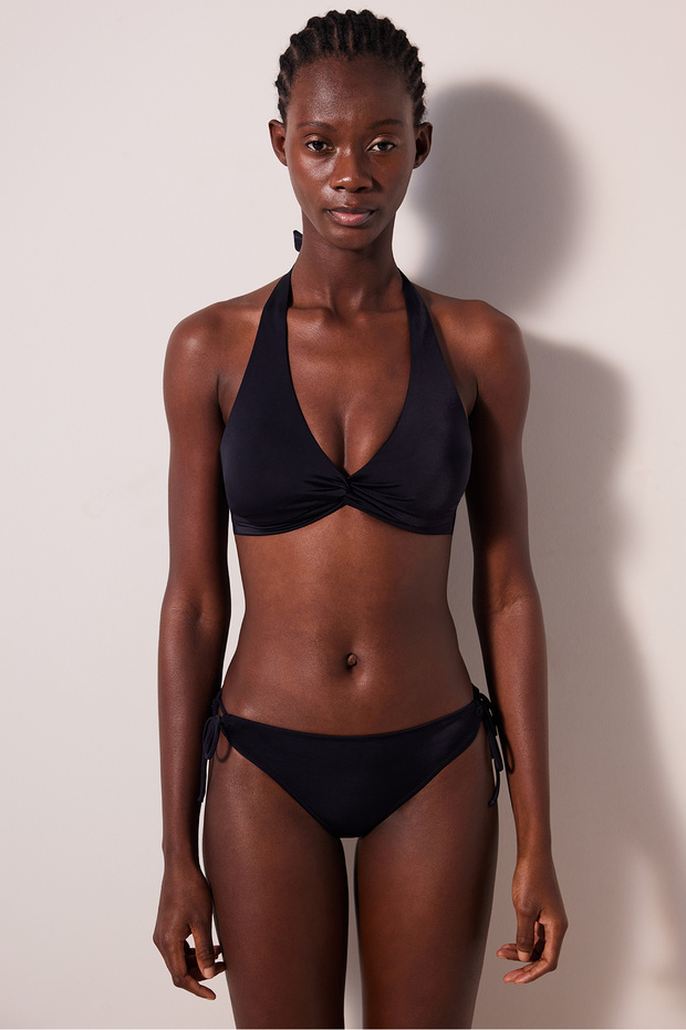 New Triangle Twist Siyah Bikini Üst - 4