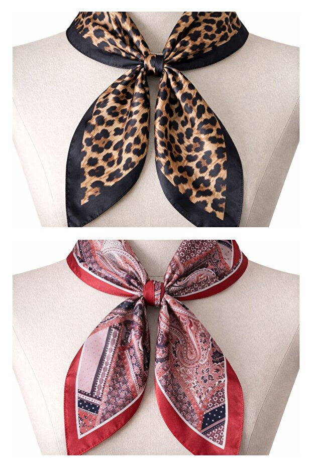 2-piece satin bandana set - satin scarf & satin bag accessory - custom pattern bandana 45x50 cm