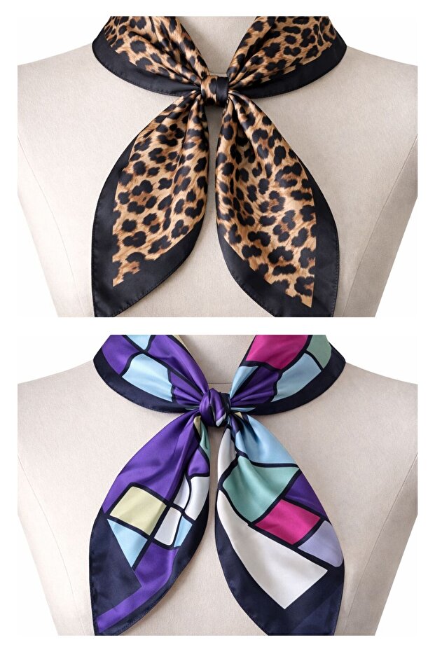 2-piece satin bandana set - satin scarf & satin bag accessory - custom pattern bandana 45x50 cm
