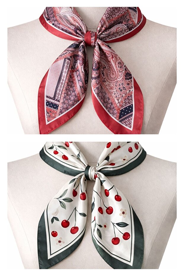 2-piece satin bandana set - satin scarf & satin bag accessory - custom pattern bandana 45x50 cm