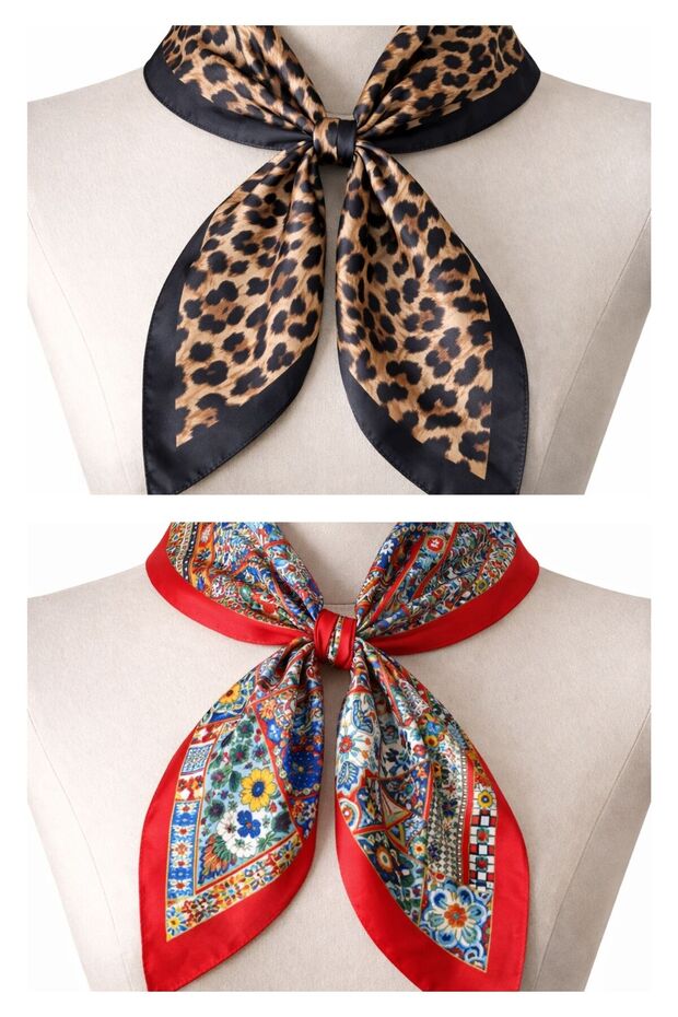 2-piece satin bandana set - satin scarf & satin bag accessory - custom pattern bandana 45x50 cm