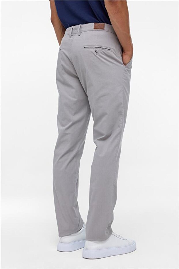 Gri Regular Armürlü Pantolon - 5