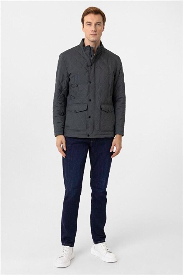 Haki Slim Kapitone Dik Yaka Mont - 7