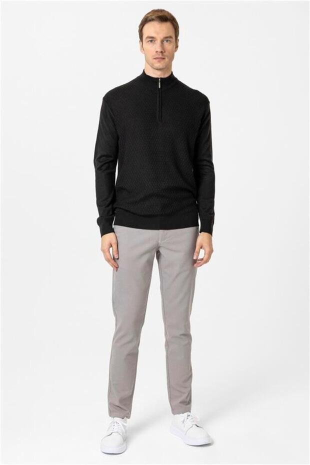 Siyah Regular Desenli Hırka - 6