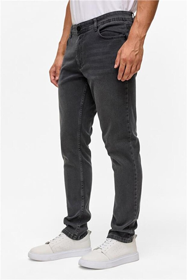 Gri Slim Denim Pantolon - 3