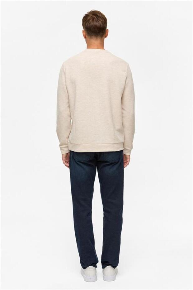 Bej Regular Düz Bisiklet Yaka Sweatshirt - 6