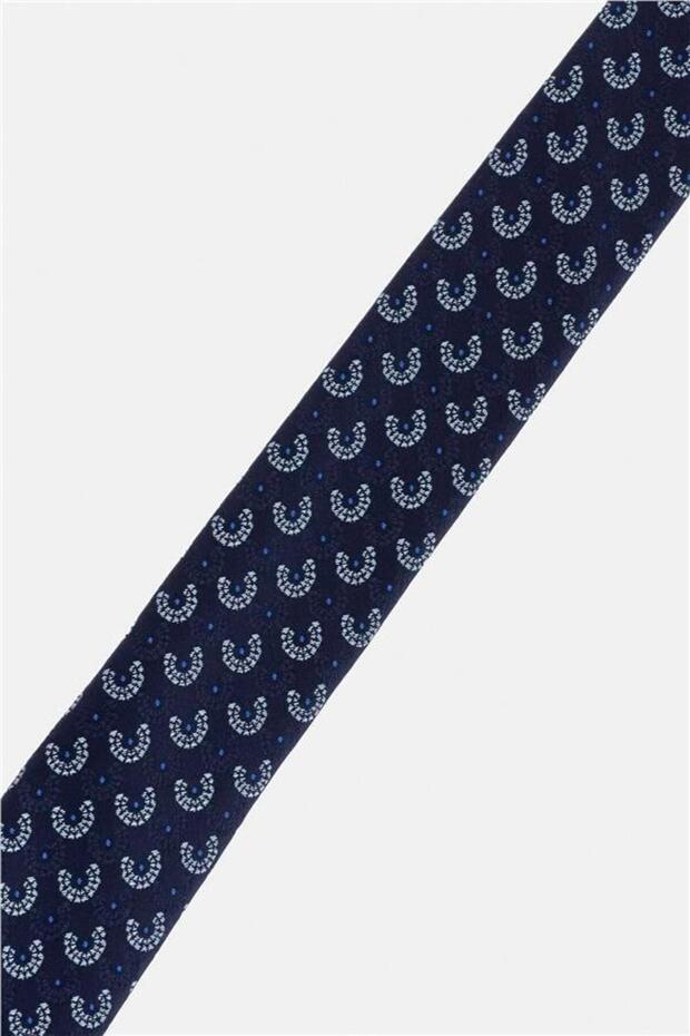 Lacivert Baskılı Kravat - 3