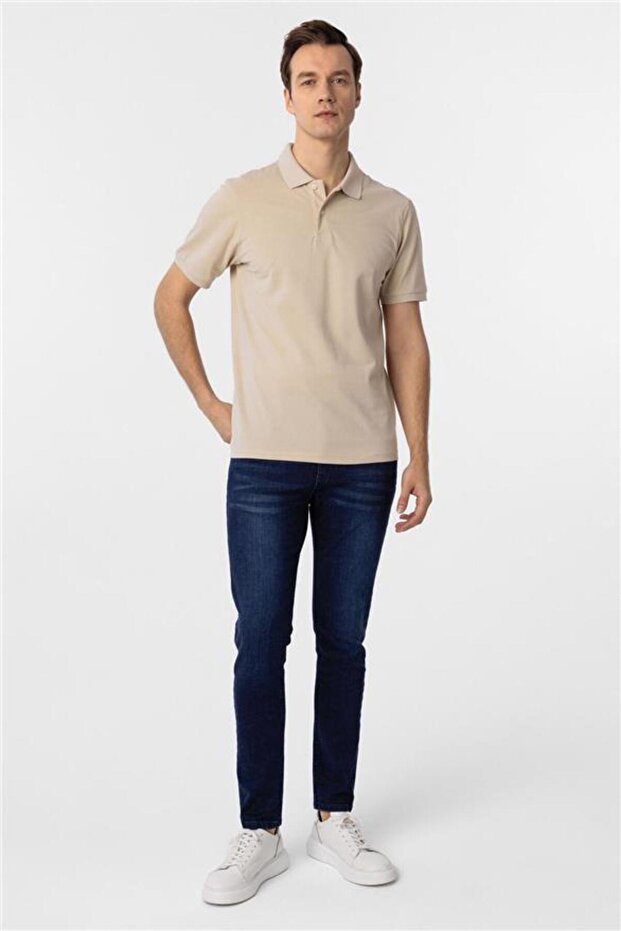 Bej Regular Armürlü Polo Yaka Tişört - 5