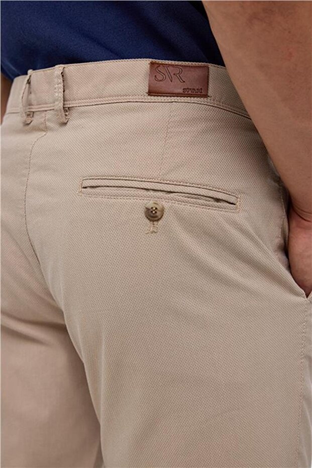 Bej Regular Armürlü Pantolon - 6