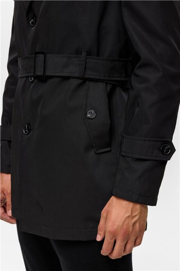 Siyah Slim Düz Mont - 7