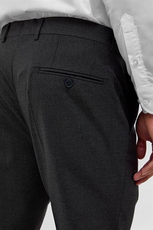 Antrasit Regular Düz Pantolon - 6