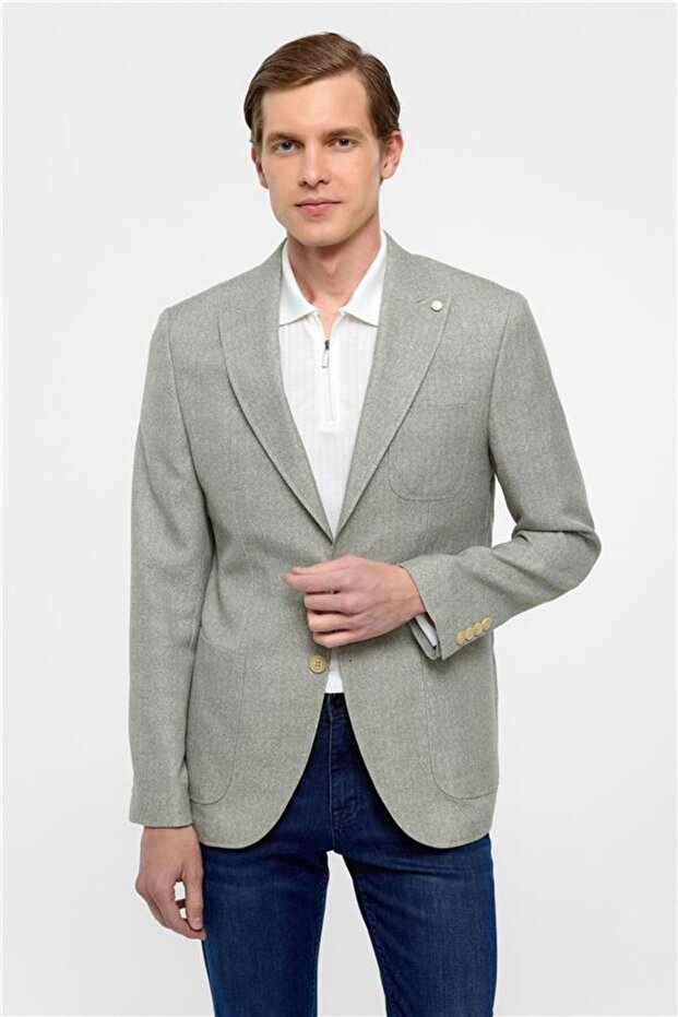 سترة سو ييشلي سليم ذات ياقة مدببة وتصميم منقوش بستة ألوان - 2