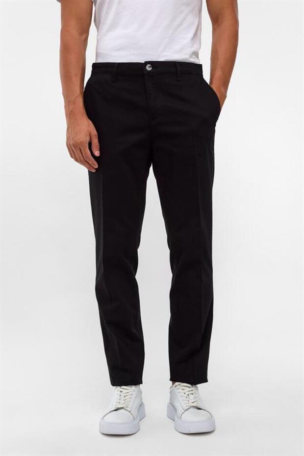 Siyah Regular Armürlü Pantolon - 2