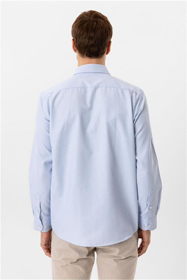 Köşeli Manşet Regular Armürlü Gömlek - 5