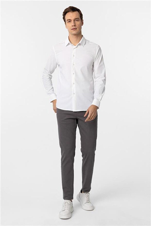 Köşeli Manşet Slim Düz Gömlek - 5