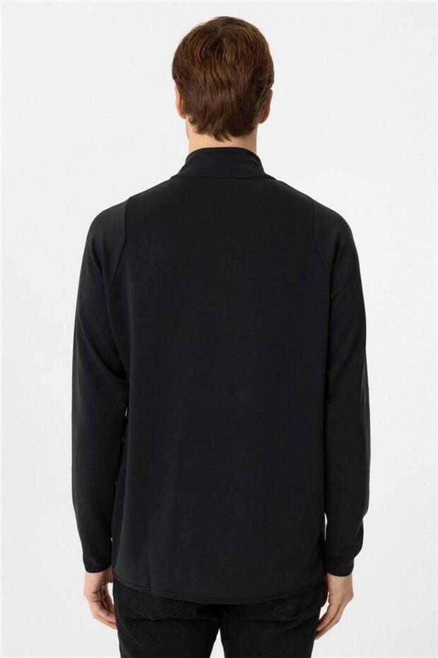 Siyah Regular Düz Yarım Balıkçı Yaka Triko - 6