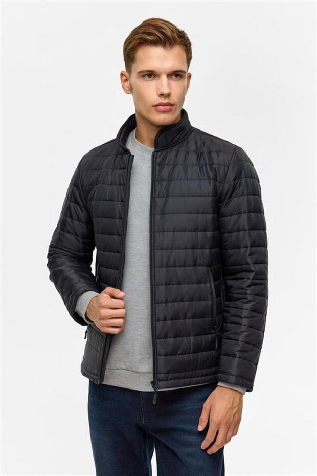 Siyah Slim Kapitone Mont - 3