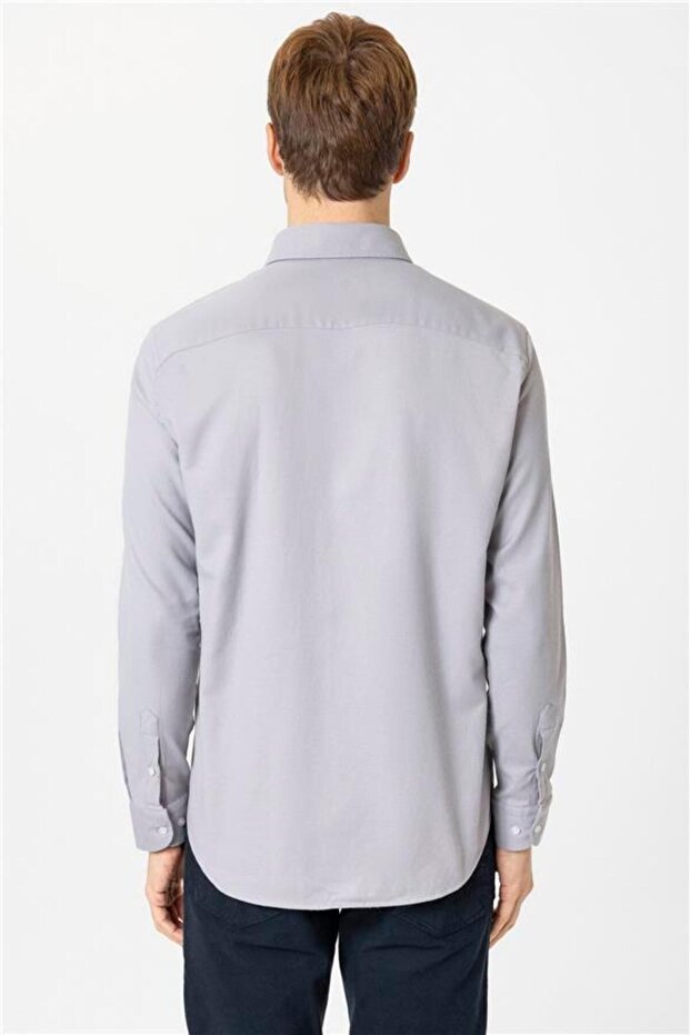 Köşeli Manşet Regular Armürlü Gömlek - 4