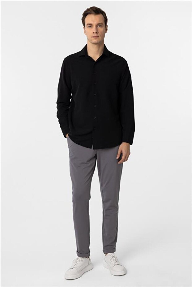 Köşeli Manşet Regular Desenli Gömlek - 5