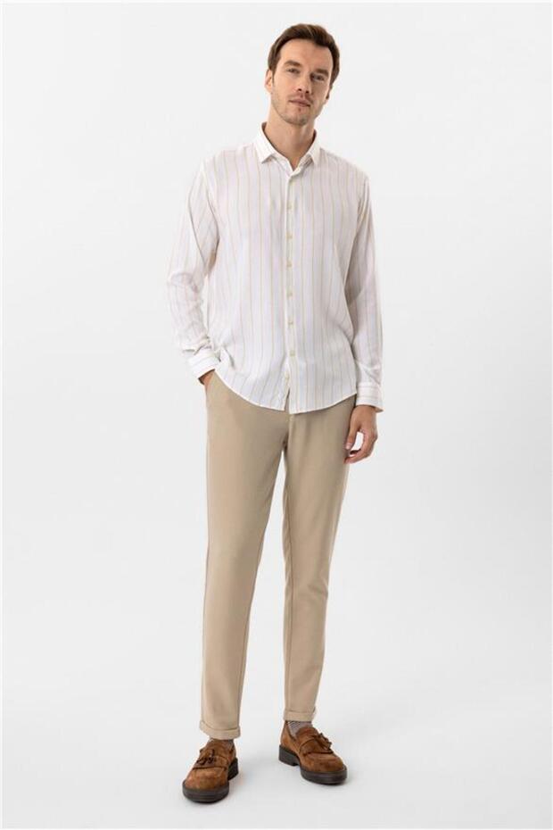 Köşeli Manşet Slim Baskılı Gömlek - 2