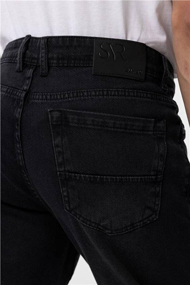 Siyah Regular Denim Pantolon - 5
