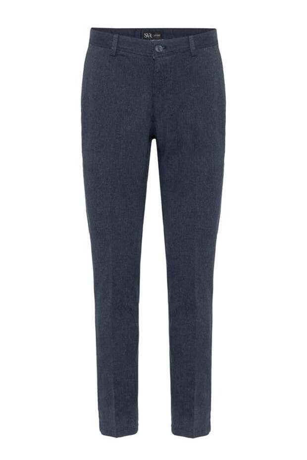 Lacivert Regular Armürlü Pantolon - 1