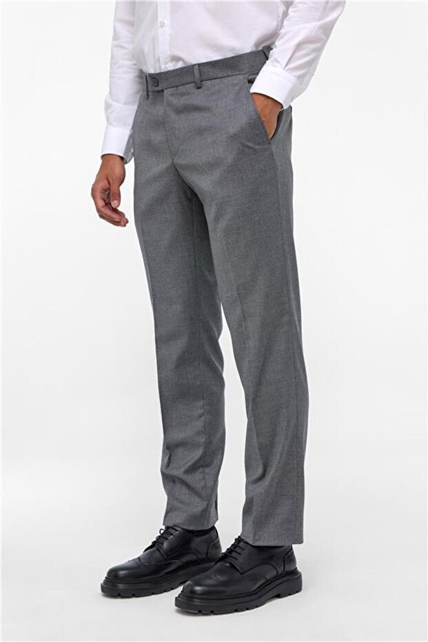 Antrasit Regular Armürlü Pantolon - 3