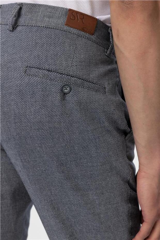 Lacivert Regular Armürlü Pantolon - 6