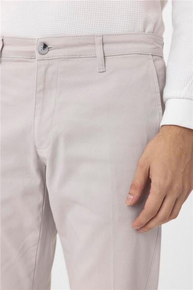 Gri Regular Armürlü Pantolon - 4