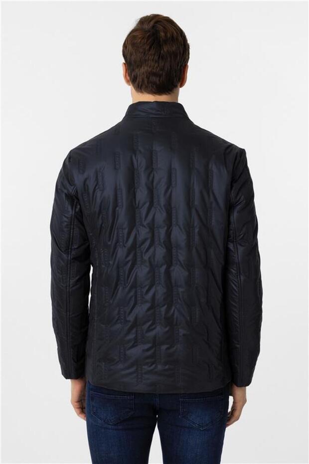 Lacivert Slim Kapitone Mont - 5