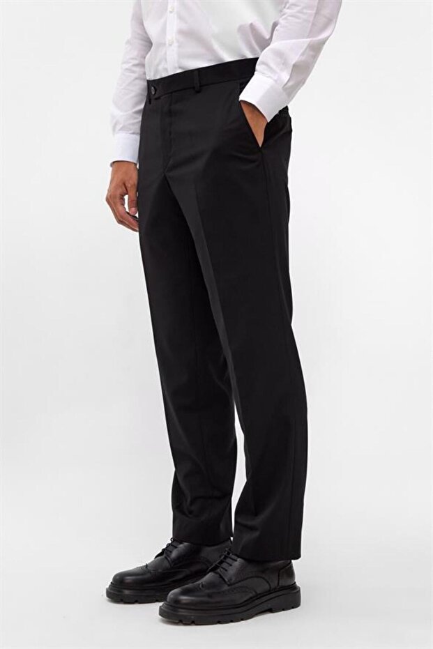 Siyah Regular Düz Pantolon - 3
